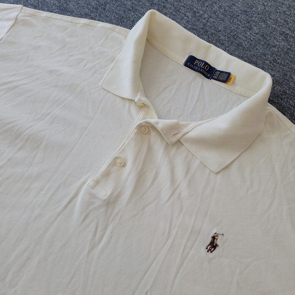 Polo Ralph Lauren Polo Shirt Men's 4XB Big White Cream Embroidered Pony Preppy
